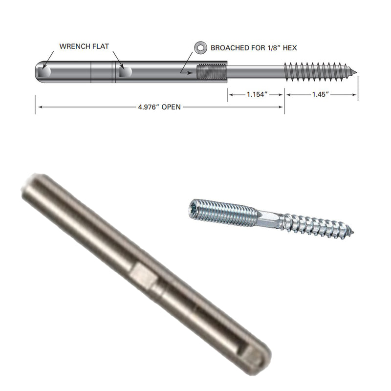 Stainless Steel Affordable Stair Parts Swagless Cable Tensioner with Lag Screw 