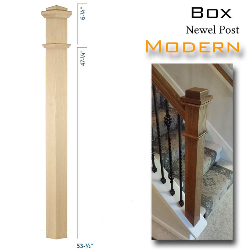 Modern Wood Square Box Newel Post