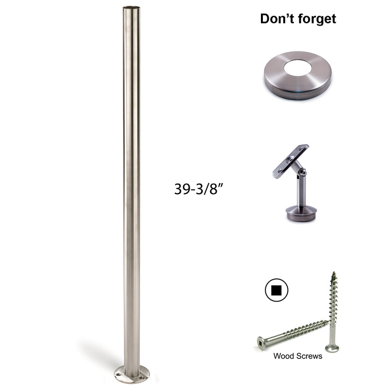 Contemporary E0042 Floor Mount Stainless Steel Newel Post