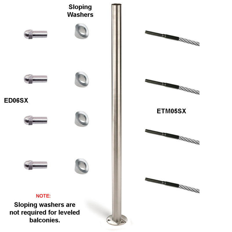 Stainless Steel Cable Threaded Modern Railing Terminal (Left)