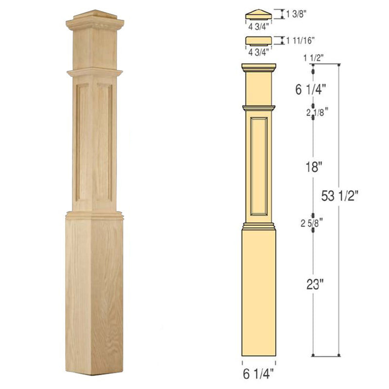 Stair Flat Recessed Panel Box Newel Post