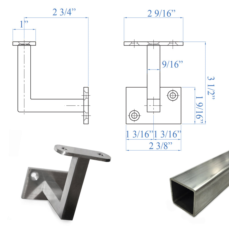 E036300 Contemporary Rigid Wall Rail Bracket