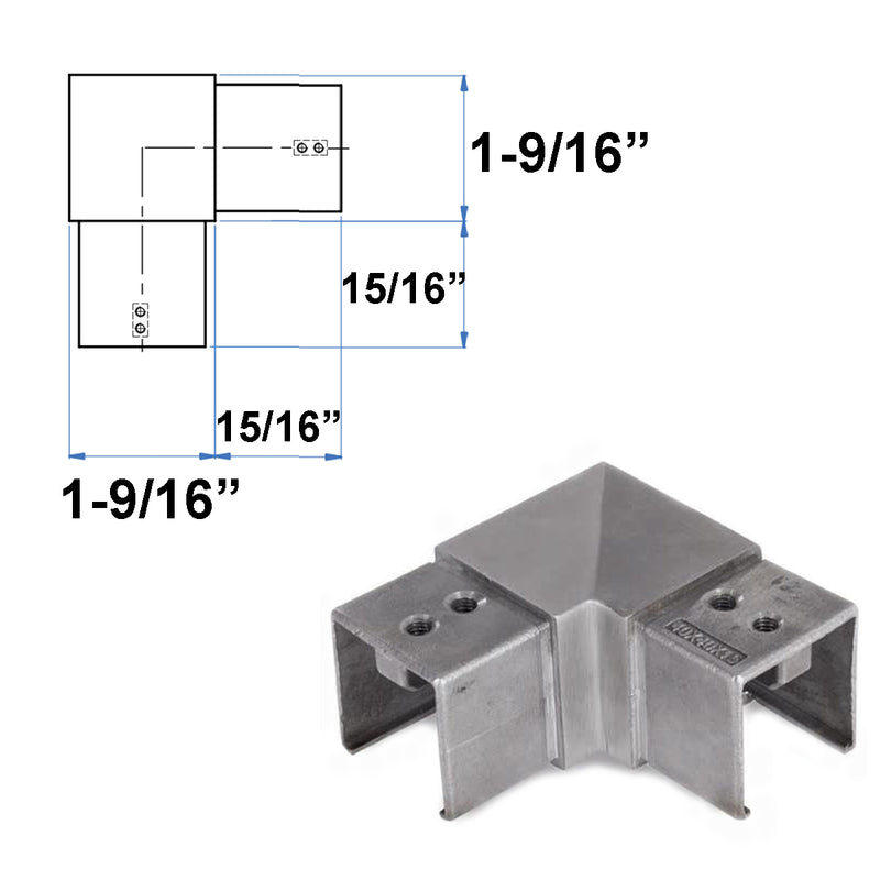 Modern E1400120 Stainless Steel Square Cap Railing 90 Degree Elbow