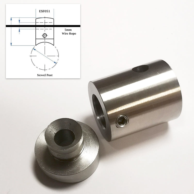 ESF051 Passage Cable Support for Contemporary Round Newel Post Railing