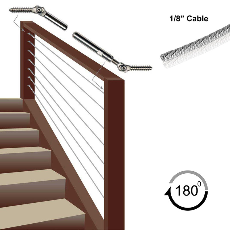 Swagless Adjustable Cable Tensioner for Angled Surface Mount