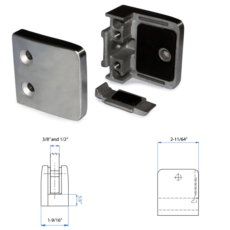 Glass Clamp with Flat Plate for Flat Surface Stair Railing