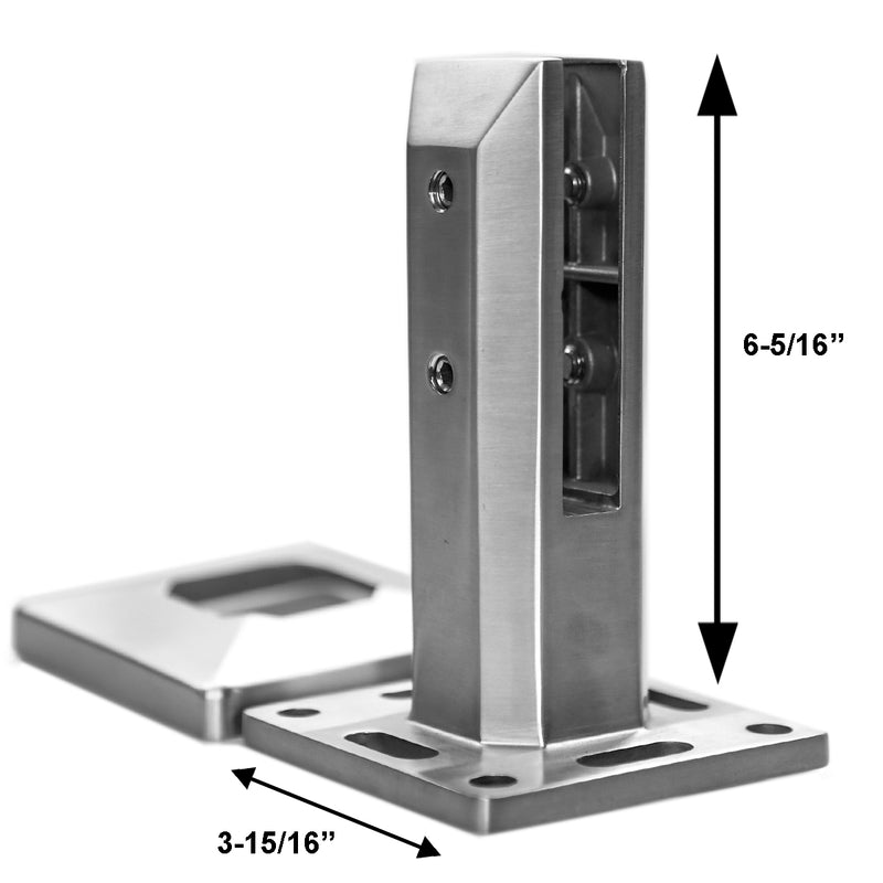 Stainless Steel Floor Mount Square Glass Spigot Railing System