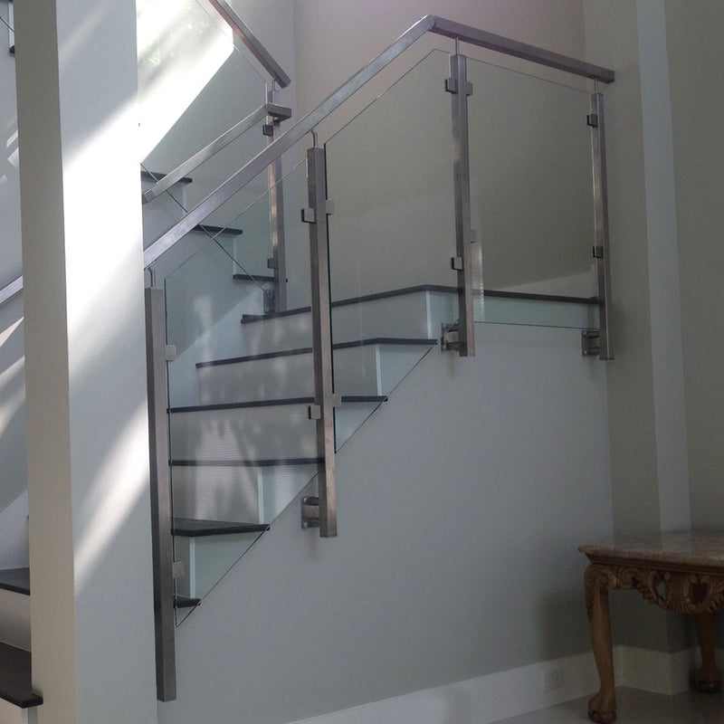 Stainless Steel Railing System Side Mount Square Newel Posts